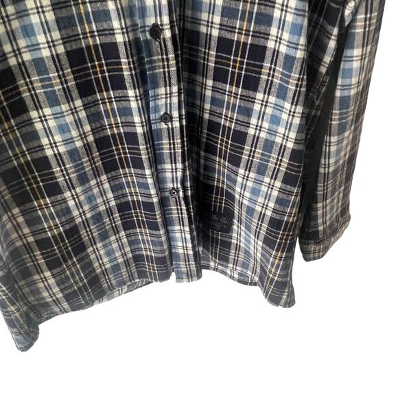 Line Men's Size Large Blue Plaid Long Sleeve Heavy Flannel Button Up Shirt - Picture 4 of 9